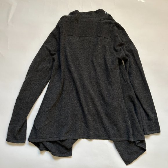 Saks Fifth avenue gray 100% cashmere crystal beaded Sweater open Cardigan size M - Picture 10 of 14